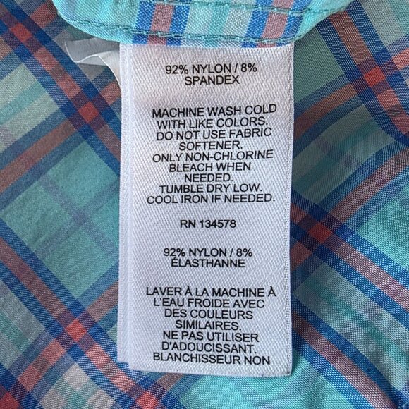 Vineyard Vines Mens Medium Shirt Performance Classic Fit Whale Plaid Blue Logo - Picture 5 of 6